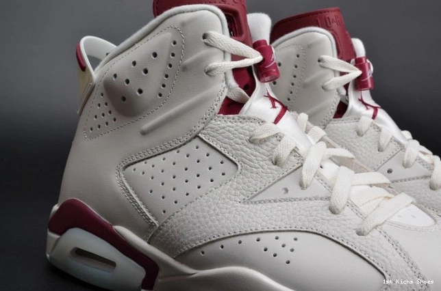 1st Kicks Jordan 6 white 384664-116 Maroon Retro Air 0717